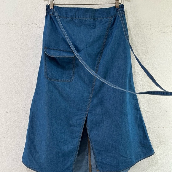 RD+koko A Line Mide Skirt Denim Blue Wrap Skirt - Picture 9 of 16